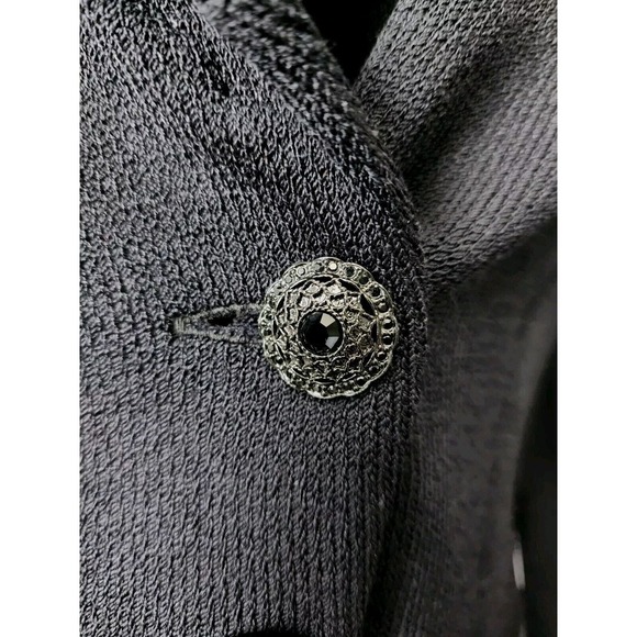 ELEGANT ST JOHN BLACK KNIT EVENING JACKET, SIZE 4, Velour / Velvet Trim Santana - Picture 8 of 16